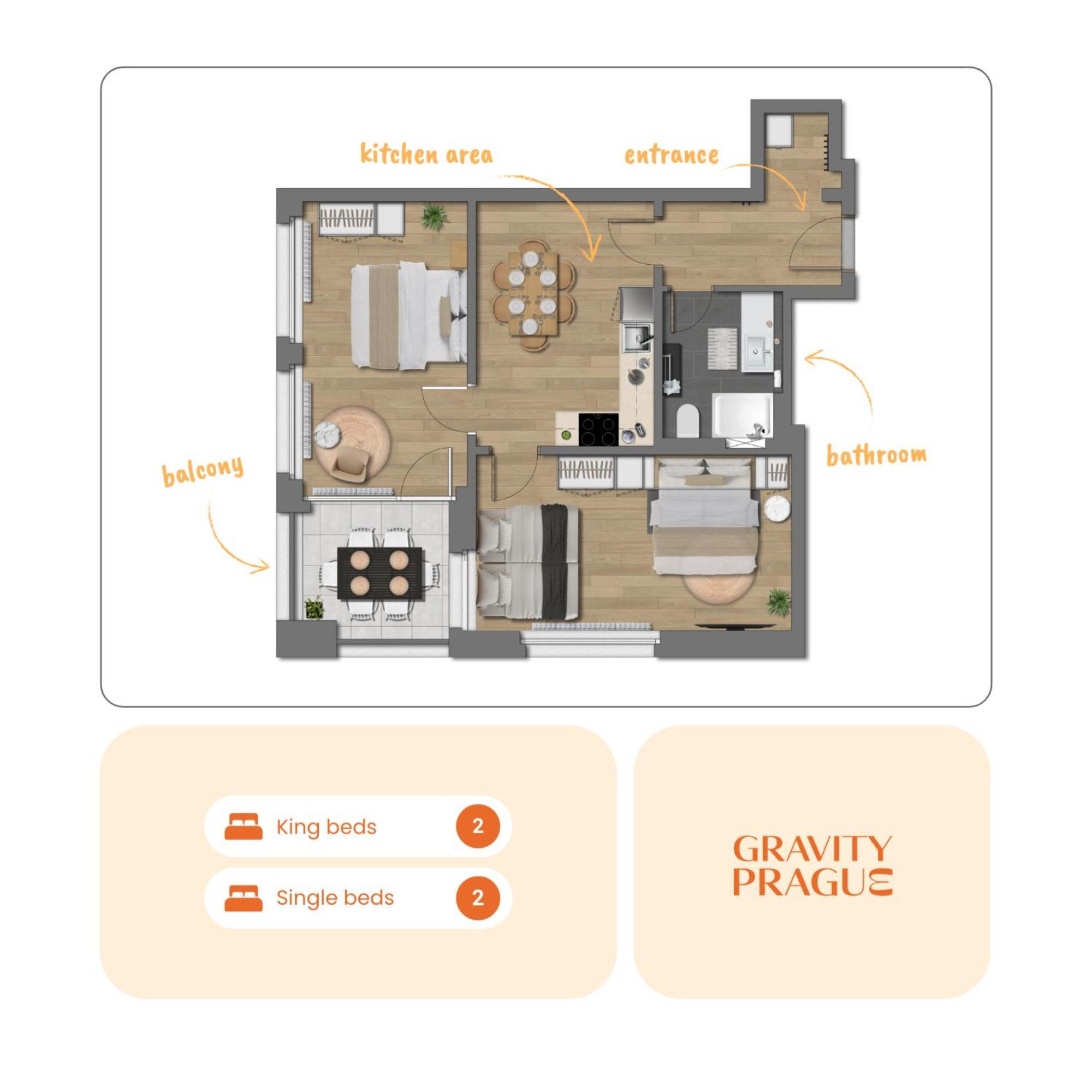 Bright 2Br - 7Th Floor, Balcony, Free Parking By Gravity Prague Apartment Exterior photo